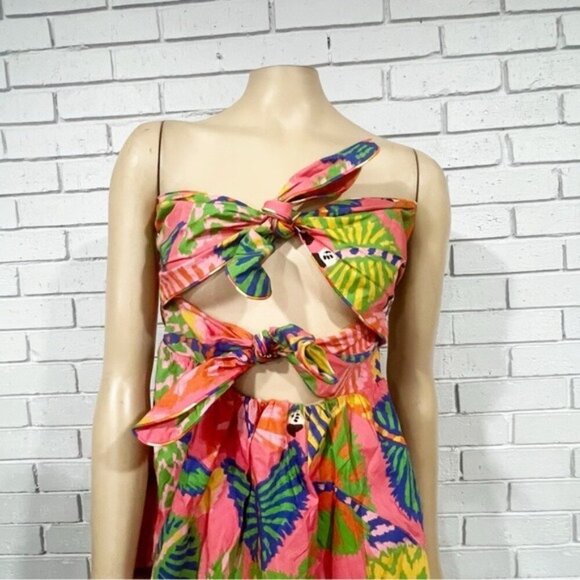 Farm Rio Women’s Graphic Macaws Cotton Mini Dress - Size Large - Picture 4 of 12